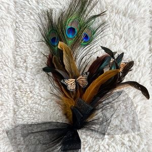 Custom made Fascinator made with Peacock Feathers & Butterflies